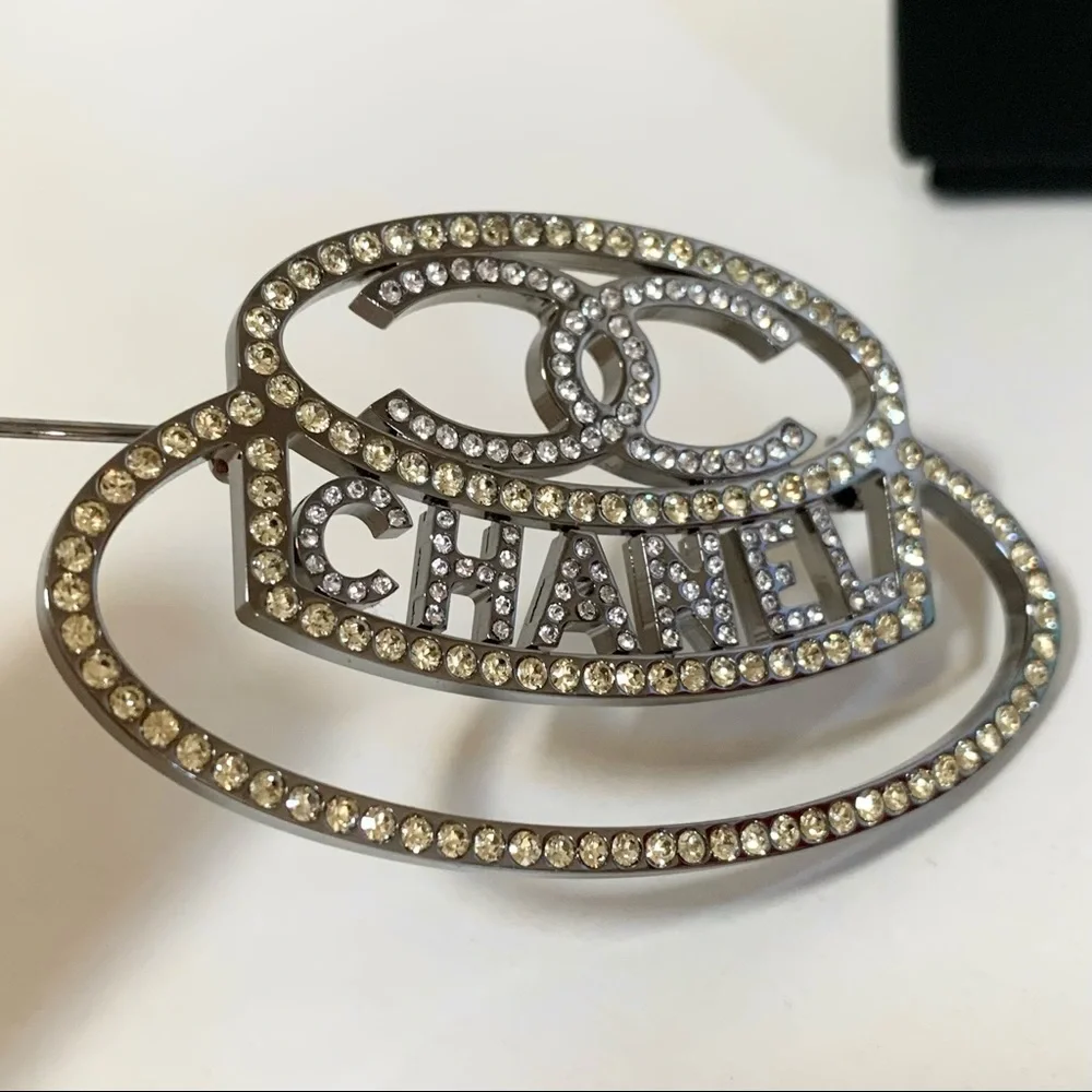 Chanel crystal hat brooch pin